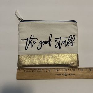 Olive & Hill Canvas‎ Pouch The Good Stuff Navy Gold White